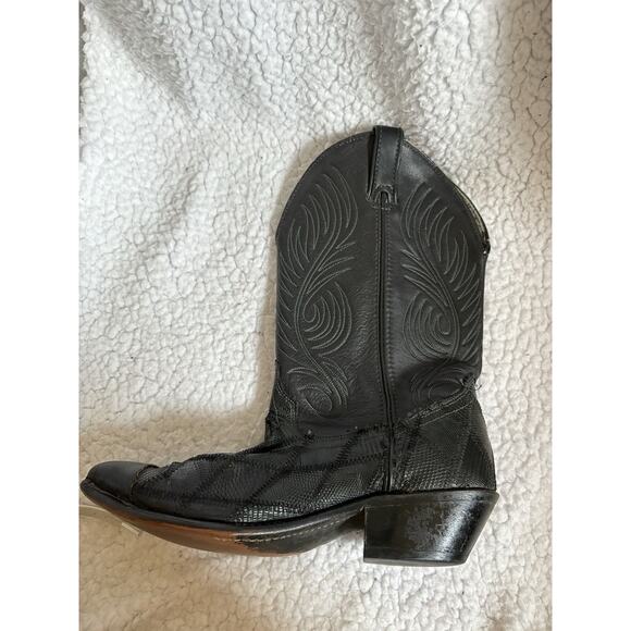 Men’s black lizard skin western boots patchwork exotic Code West 8.5 main image 4